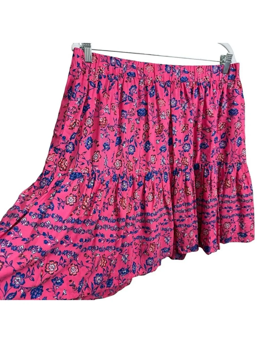 Lane‎ Bryant Pink Floral Drop Waist Skirt Size 14/16 Boho Rayon